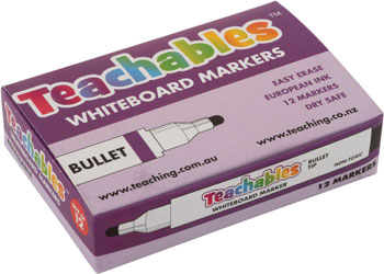 Teachables Whiteboard Marker Bullet Black Pk 12