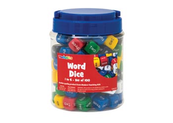 Dice Set Six Sided with Words 1-6 – 100 piece