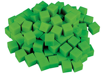 Base Ten MAB Units Plastic – Green – Set of 100