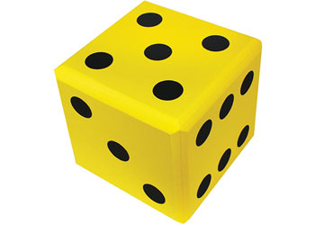 Dice: 6 Face Dot Foam Yellow – 20cm – each