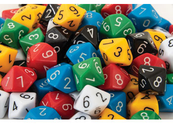 10 Sided Place Value Dice – Units 0-9 – Set of 100 in Jar