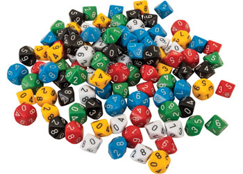 Dice – 10 Face Solid 0-9 1p