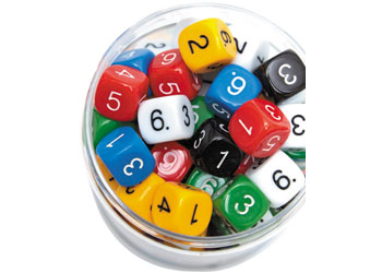 Dice Six-Sided Number 1-6 Dice – 100 pieces in Jar