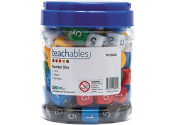 Dice Six-Sided Number 1-6 Dice – 100 pieces in Jar