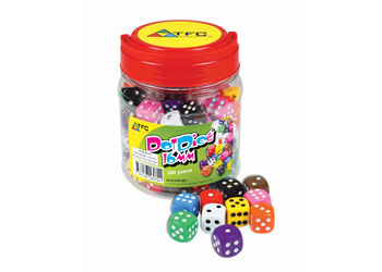 Six-Sided 1-6 Dot Dice – 100 pieces in Jar