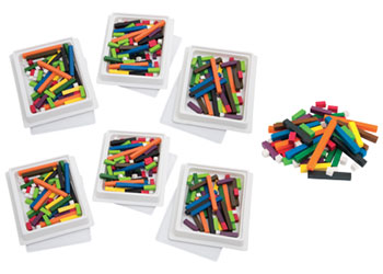 Mathematical  Educational Resource Set of 72 Wooden Cuisenaire Rods with Tray 