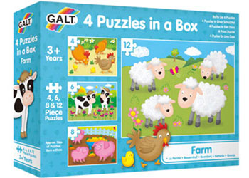 Galt - 4 Puzzles In A Box - Farm