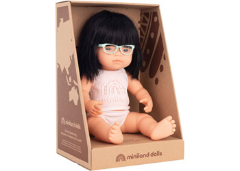 Miniland - Baby Doll - Asian Girl with Glasses 38cm                                       