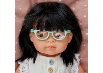 Miniland - Baby Doll - Asian Girl with Glasses 38cm                                       