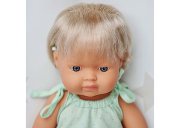 Miniland - Baby Doll - Caucasian Girl with Hearing Aid 38cm                               