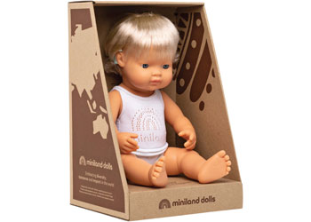 Miniland - Baby Doll - Caucasian Girl with Hearing Aid 38cm                               