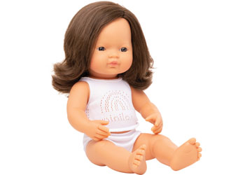Miniland - Baby Doll - Caucasian Brunette Girl 38cm                                       