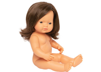Miniland - Baby Doll - Caucasian Brunette Girl 38cm                                       