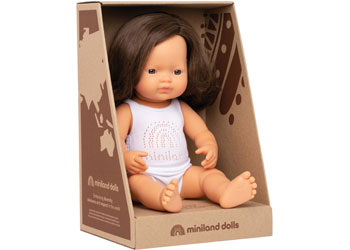 Miniland - Baby Doll - Caucasian Brunette Girl 38cm                                       