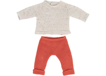 Miniland Dolls: Knitted Doll Outfit 21cm - Sweater & Trousers, Made Of Recycled Materials, For 21cm Baby Doll. Model: Sweater & Trousers In Blue - View #6