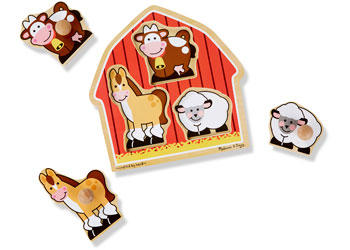 Melissa & Doug - Barn Animals Jumbo Knob Puzzle 3 Piece