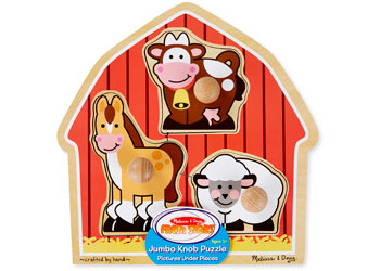 Melissa & Doug - Barn Animals Jumbo Knob Puzzle 3 Piece