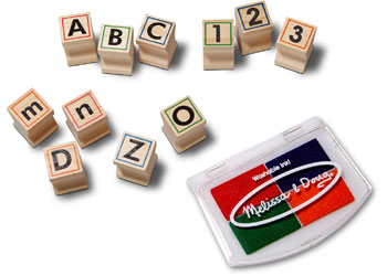 M&D - Deluxe Wooden ABC-123 Stamp Set