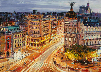 Ravensburger - Puzzle Dipinto di Madrid, la Gran Via, 1000 Pezzi, Puzzle Adulti