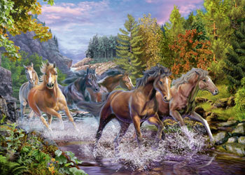 Ravensburger - Rushing River Horses Puzzle 100pc