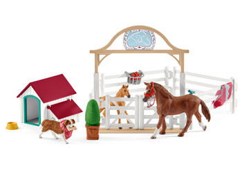 Schleich- Hannah’s guest horses with Ruby the dog