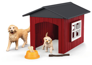 Schleich - Dog kennel with golden retrievers      