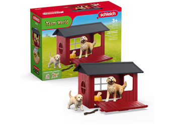 Schleich - Dog kennel with golden retrievers      