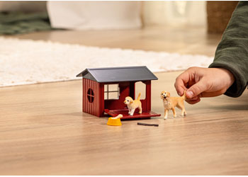 Schleich - Dog kennel with golden retrievers      