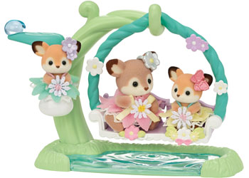 SF - Deer Babies - Floral Swing Set