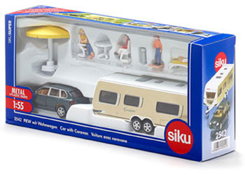 Siku - Porsche Car with Caravan - 1:55 Scale