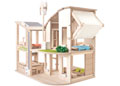 Plan Toys - GREEN DOLLHOUSE WITH FURNITURE